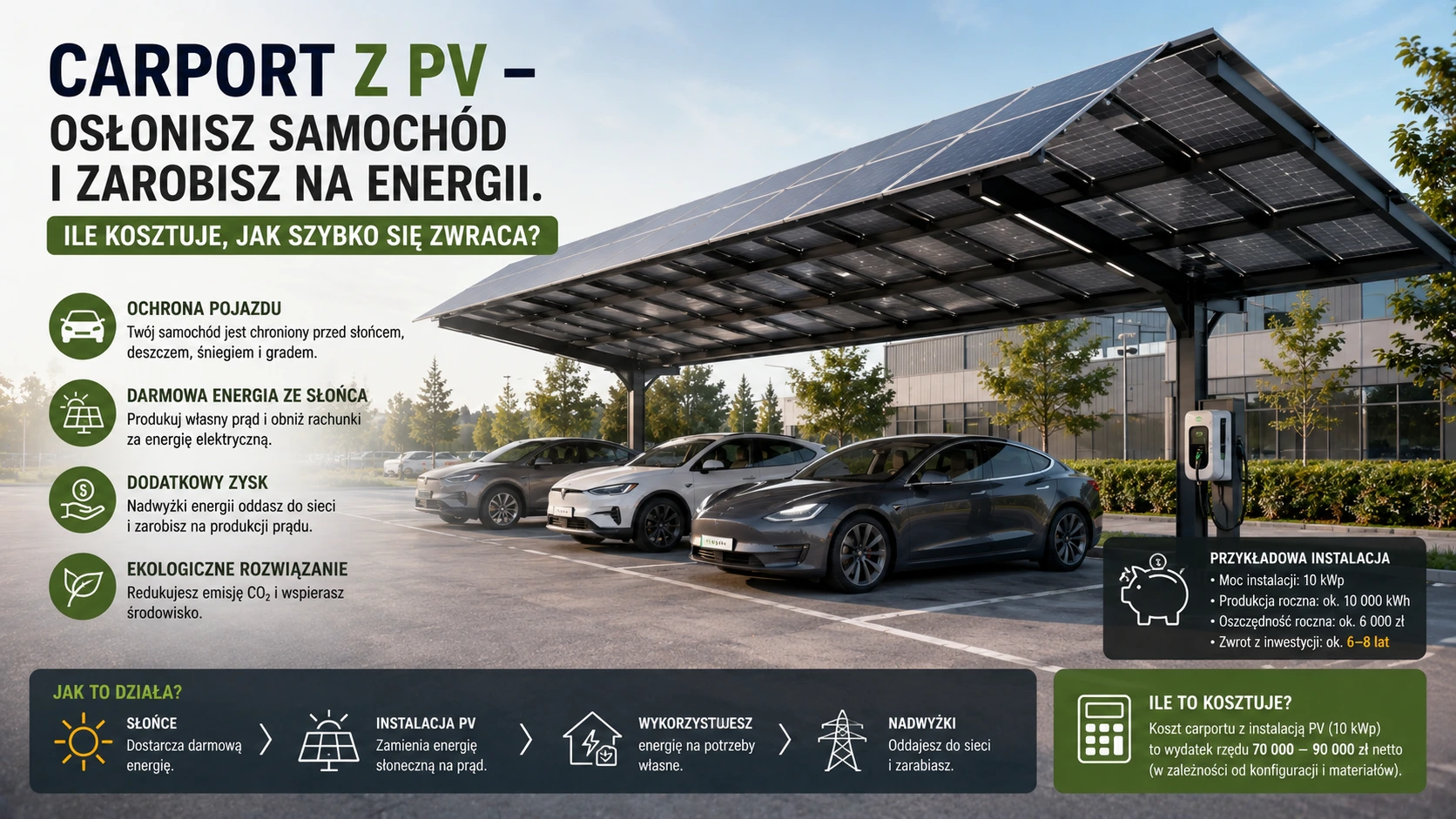 Carport z PV – osłonisz samochód i zarobisz na energii. Ile kosztuje i jak szybko się zwraca?