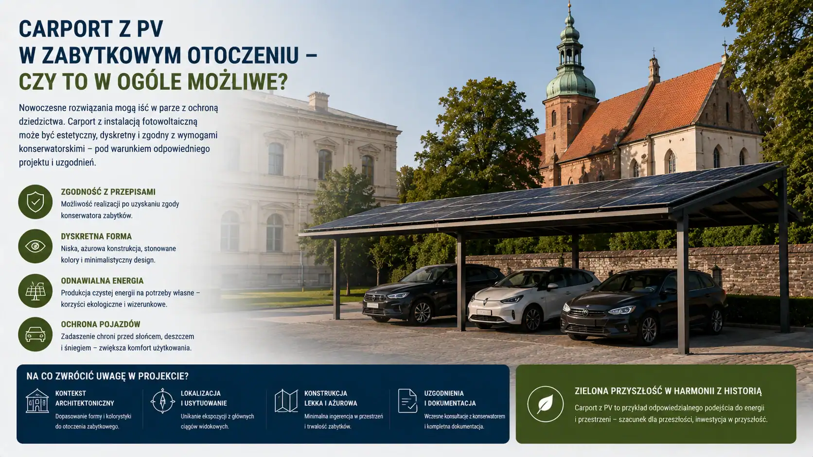 Carport z PV w zabytkowym otoczeniu – czy to w ogóle możliwe