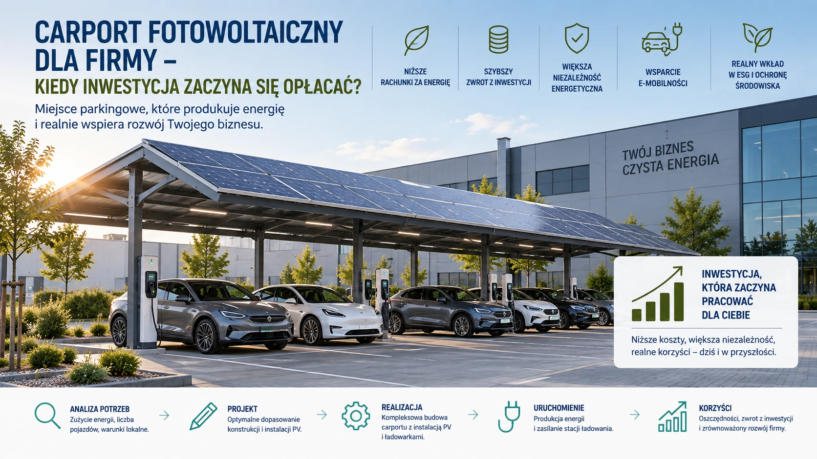 Carport fotowoltaiczny dla firmy – kiedy inwestycja zaczyna się opłacać?