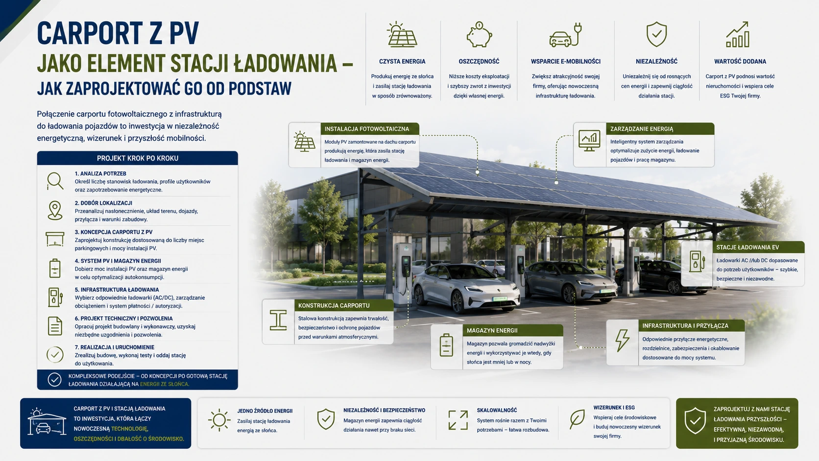 Carport z PV jako element stacji ładowania – jak zaprojektować go od podstaw